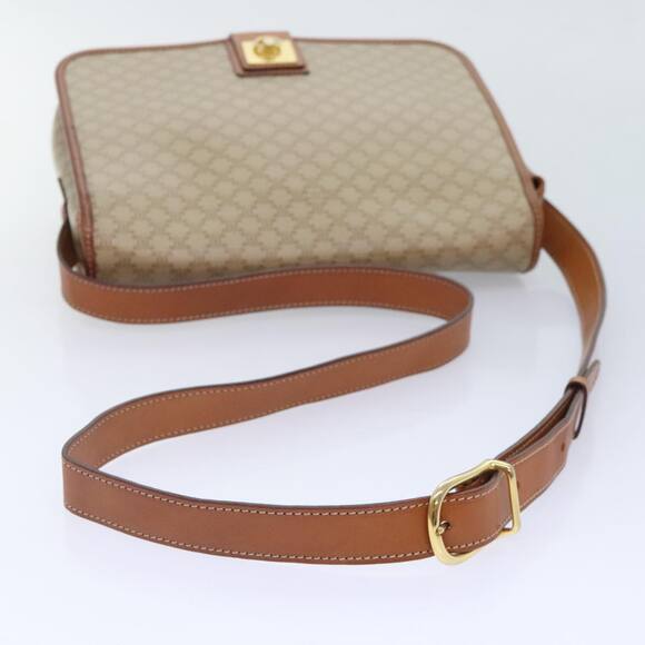 CELINE Macadam Canvas Shoulder Bag Beige Brown Gold - Picture 7 of 12